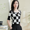 剩S/L/XL 米思阳【冰丝棋盘格针织衫】2025夏季新款时尚经典撞色百搭上衣0230 商品缩略图4