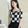 剩S/L/XL 米思阳【冰丝棋盘格针织衫】2025夏季新款时尚经典撞色百搭上衣0230 商品缩略图0
