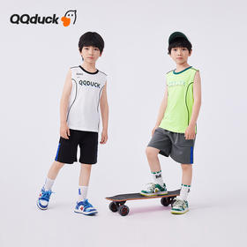 【清仓捡漏】【120-165】【可可鸭】男女童夏季短袖运动套装背心短裤（上衣：棉100% 裤子：棉95%氨纶5%）