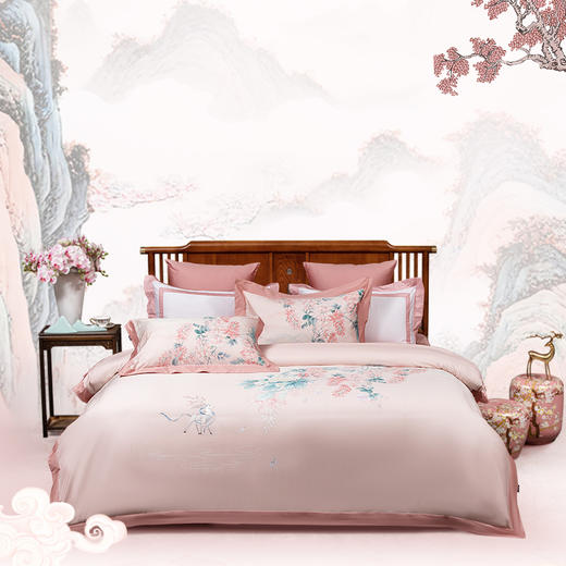 多喜爱山海经 60S贡缎长绒棉四件套 夜阑谣/落花文鳐/紫藤夫诸/守护夫诸/繁花似梦/蒹葭风晚/清辉夜凝hlcs 商品图4