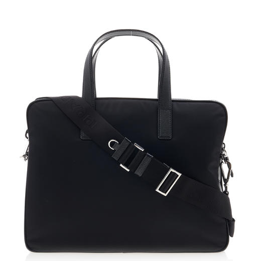 【一】PRADA 普拉达 男士 Re-Nylon 再生尼龙 Saffiano 皮革珐琅金属三角形徽标公文包 黑色 2VE368 2DMH F0002 XOM 商品图2