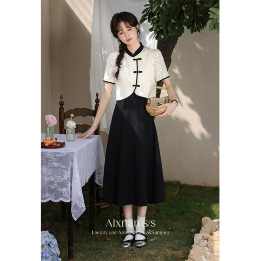 【65折秒杀】鹿向南《清风白茶》新中式黑色半身裙 L33870BQ 商品图2