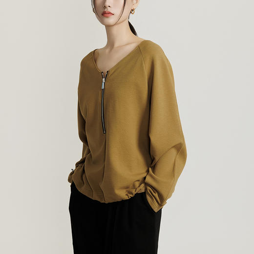 weyo大V领半拉链插肩袖女卫衣外套宽松版上衣880008 商品图1