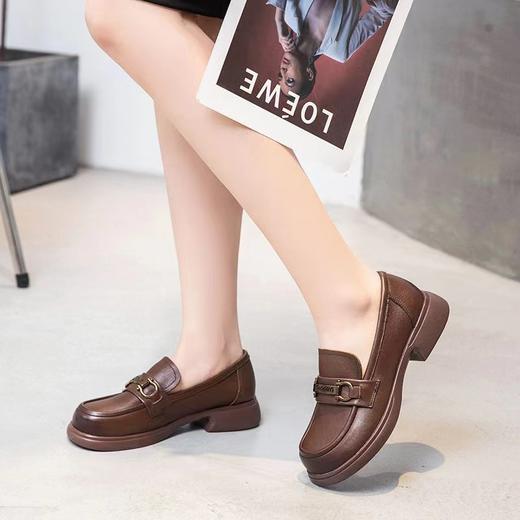 【实付满399送保温杯】【软底浅口乐福鞋】复古休闲女款皮鞋 通勤办公单鞋 商品图5