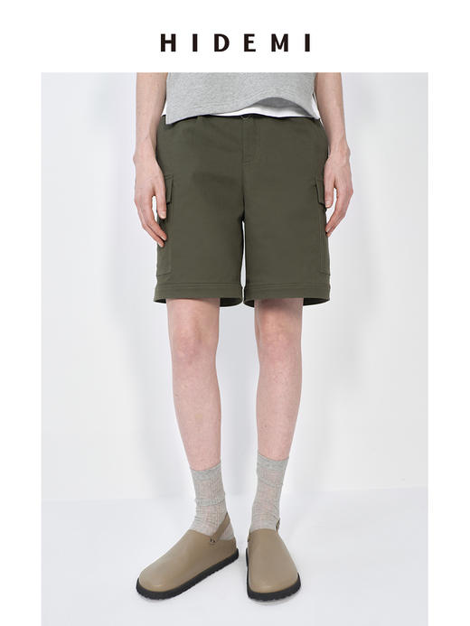 HIDEMI 小男孩系列春日新款女口袋工装感水洗斜纹棉导演马甲外套裤子短裤套装 商品图3