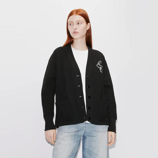 【一】KENZO 高田贤三 女士大象徽标图案印花棉质针织开衫 黑色 FD62 SW094 4ME 99J 商品图1