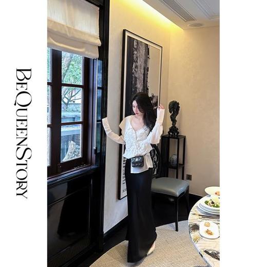 BeQueenStory【流光曲线】时尚轻奢设计感气质百搭醋酸半身裙春夏 商品图2