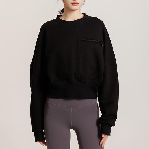weyo女装大落肩短款基础版纯色卫衣880012 商品图2