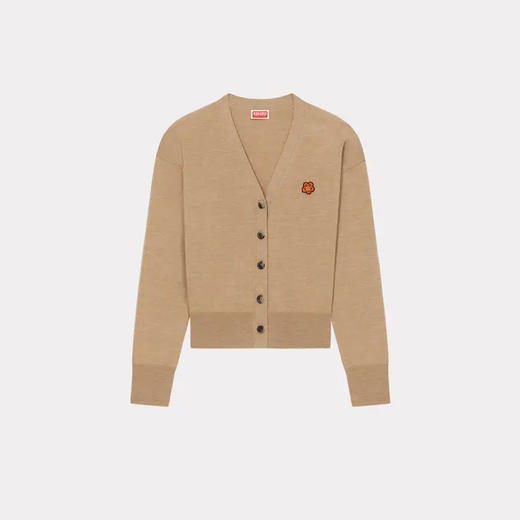 KENZO 高田贤三 女士小海棠花徽章刺绣针织开衫 驼色 FD52 CA383 3LB 87 商品图0