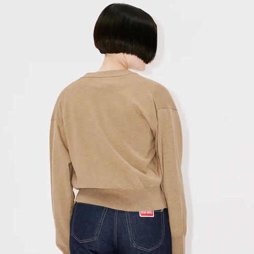 KENZO 高田贤三 女士小海棠花徽章刺绣针织开衫 驼色 FD52 CA383 3LB 87 商品图2