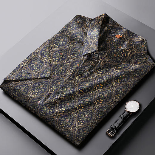 【90%桑蚕丝】【新款DWP】大依优型大码高品质短袖衬衫翻领加肥加大男士大号弹力透气舒适半袖夏装 商品图1