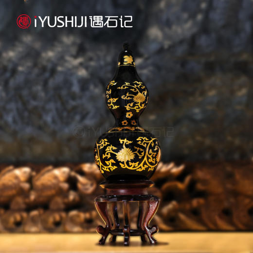 【泰山墨玉】泰山宝福禄缠枝莲纹葫芦摆件 商品图1