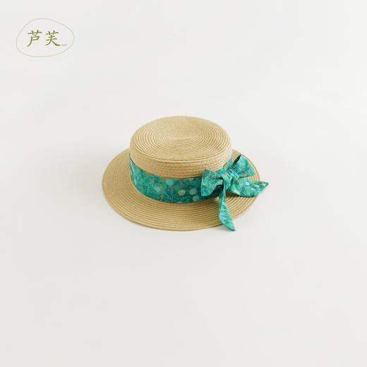 【马克珍妮芦芙】2024年夏款 女童碎花蝴蝶结编织遮阳草帽240817 商品图3