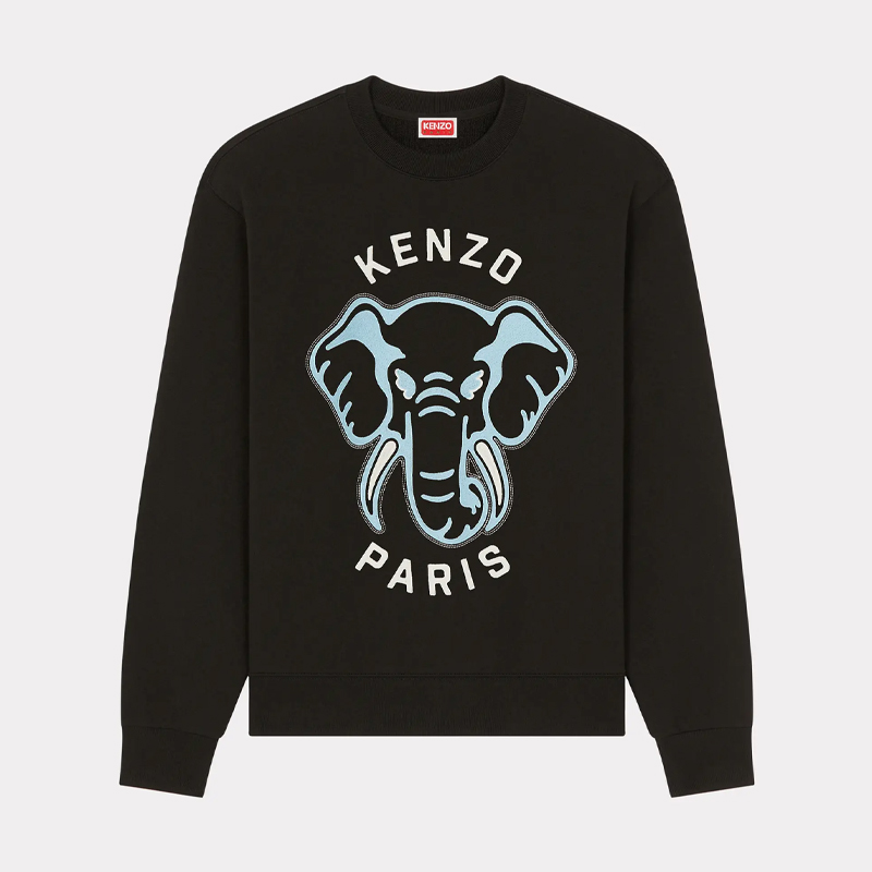 KENZO 高田贤三 男士大象”徽标刺绣运动卫衣 黑色 FE55 SW188 4MF 99J
