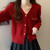 「法式小香风！三色可选」气质v领针织开衫女 2024春季新款软糯宽松显瘦外套上衣 商品缩略图2