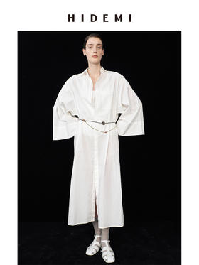 HIDEMI极简设计感廓形袖垂顺天丝长款衬衫