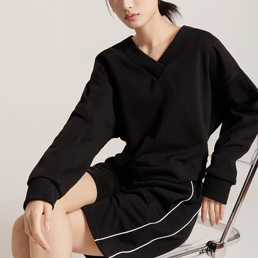 weyo女装V领插肩袖版短款上衣休闲卫衣880013 商品图2