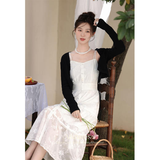 鹿向南《温柔讯号》气质裙子春季新款法式吊带裙连衣裙套装女L33837SY+L33837 商品图1