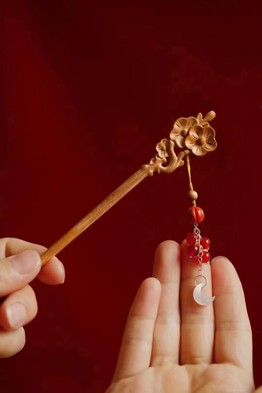 桃夭°老山檀香发簪 商品图7