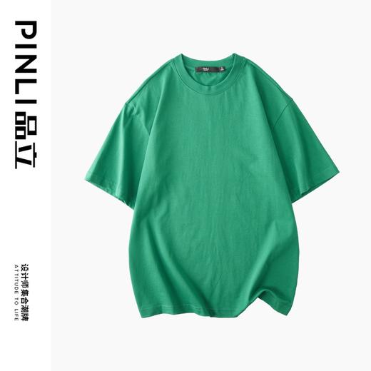 PINLI品立夏季新款男士圆领落肩纯色短袖T恤打底衫GD231111021 商品图8