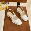 Safiya/索菲娅2024春 法式复古方头后绊带浅口包头玛丽珍单鞋 SF41111415 商品缩略图3