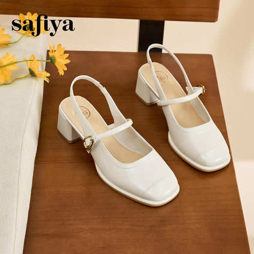 Safiya/索菲娅2024春 法式复古方头后绊带浅口包头玛丽珍单鞋 SF41111415 商品图3