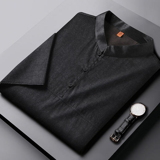 【Q】【90%桑蚕丝】【新款DWP】大依优型大码复古中国风小立领高品质短袖Polo衫加肥加大男士大号弹力透气舒适 商品图1