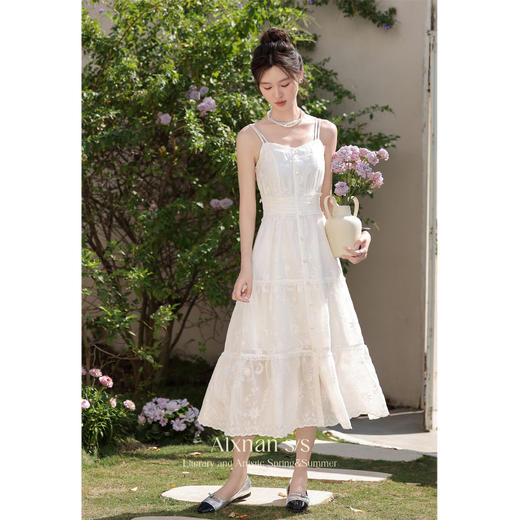 鹿向南《温柔讯号》气质裙子春季新款法式吊带裙连衣裙套装女L33837SY+L33837 商品图2