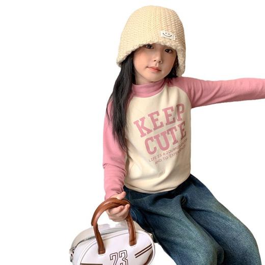 【高领保暖，潮流营造！】新款儿童打底衫t恤男童女童春秋，中大童德绒插肩打底衣中高领上衣，环保印花工艺，个性时尚！ 商品图4