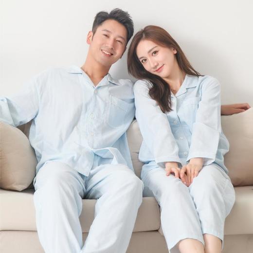 【无印风双层纱布纯棉家居服】春秋梭织无印日系春秋男女大码中老年睡衣 商品图2