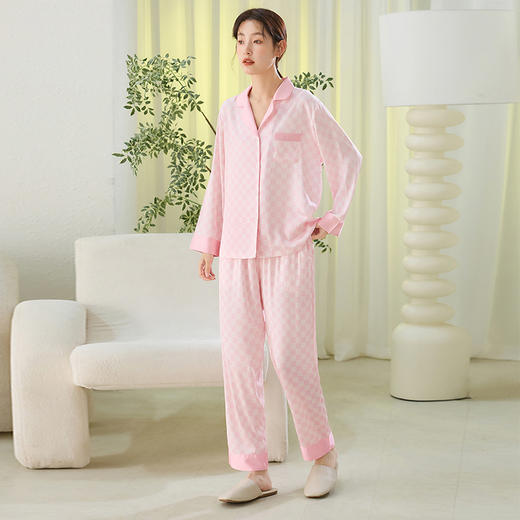 康妮雅女式长袖长裤开襟套装 商品图0