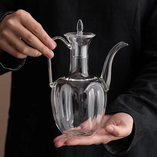 仿宋手执壶玻璃壶高硼硅玻璃泡茶壶瓜棱绿茶壶耐热泡茶壶 商品图2