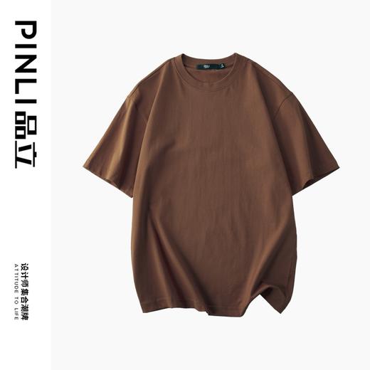 PINLI品立夏季新款男士圆领落肩纯色短袖T恤打底衫GD231111021 商品图14