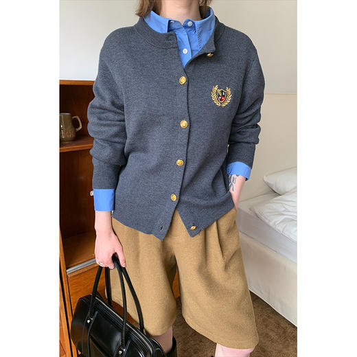 「法式软糯感！两色可选」刺绣针织开衫女2024年春季复古外搭学院风毛衣外套上衣 商品图0