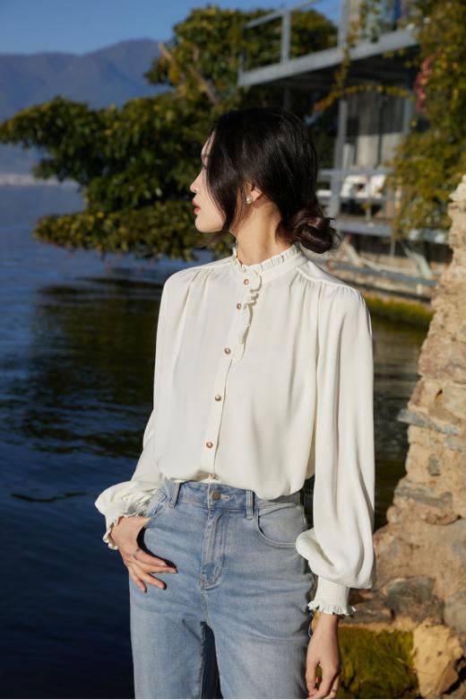 ✅【大喜同款KIAZIH纯色木耳边小立领衬衫】✔木耳边领口➕袖口，💦浪漫又甜美，尊的很减龄 ✔高品质面料，🍬 商品图2