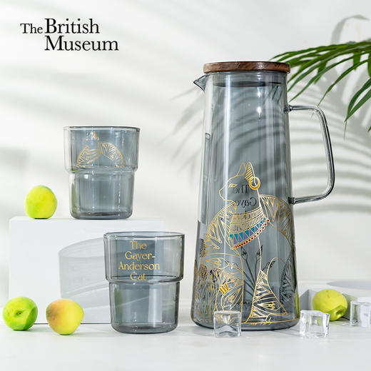 大英博物馆 盖亚·安德森猫系列 一壶两杯 烟灰色 冷水壶 套装 金线款 银线款 生日礼物礼盒 节庆礼物 商品图0