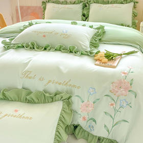 TZF-韩版高档花边水洗棉磨毛四件套被套床单四季双单人床上用品三件套