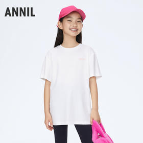 女童趣味印花全棉T恤圆领短袖针织衫新款安奈儿童装实体店同款AG411562