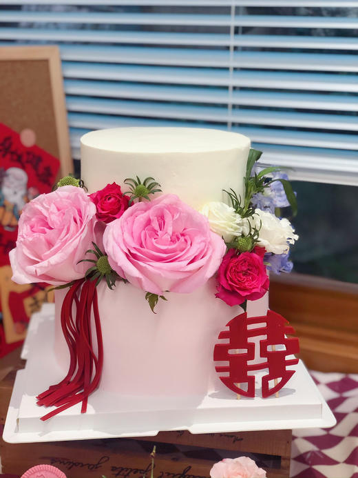 双层结婚鲜花奶油蛋糕 下单前请仔细阅读商品详情 商品图1