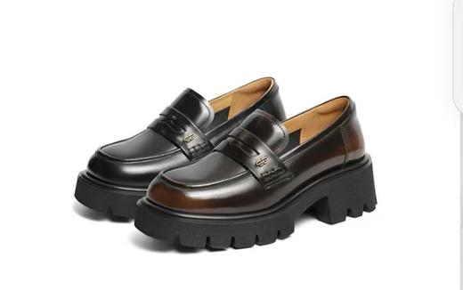 百丽学院风厚底乐福鞋女鞋2024春季新款JK鞋深口真皮单鞋 商品图8