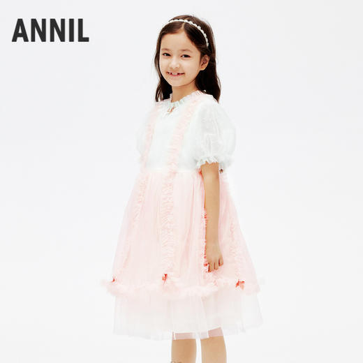 女童礼服新款夏甜美洛丽塔浪漫网纱公主蓬蓬裙子安奈儿童装EG423045 商品图1