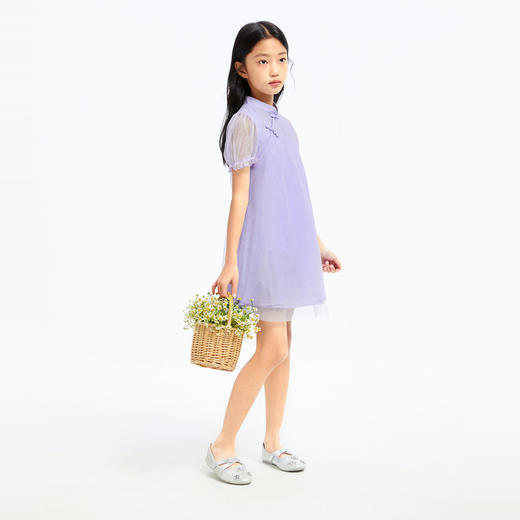 女童全棉旗袍国风短袖连衣裙裙子夏季新款安奈儿童装小程序专享EG423105 商品图5