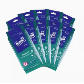 得宝 卫生清洁湿巾独立便携装湿巾10片×10包 共100片