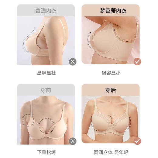 梦芭蒂大胸显小内衣女薄款全罩杯大码文胸胖mm软钢圈胸罩轻纱无痕 商品图5