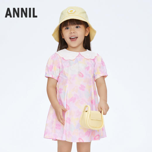 【实体店同款】女童纯棉印花短袖连衣裙裙子新款安奈儿童装XG413623 商品图0