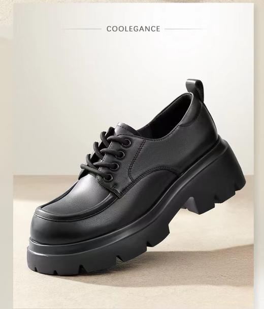 百丽厚底牛津女鞋2024春季新款鞋子黑色小皮鞋 商品图1