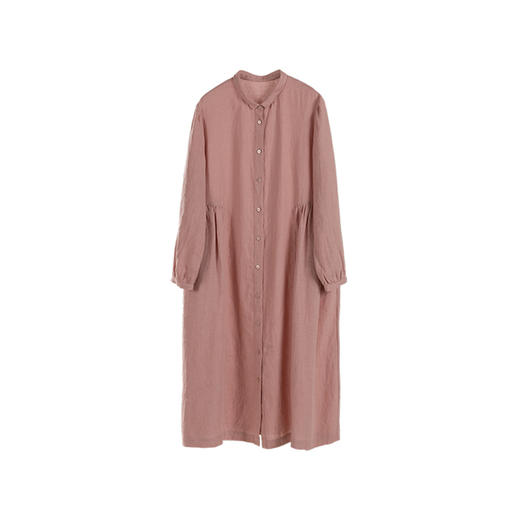 绽放098朵/桃夭两穿风衣连衣裙高端砂洗亚麻翻领显瘦长袖棉麻裙子 商品图4