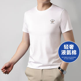 【Q】【轻奢液氨棉】【新款DG】大依优型大码短袖T恤圆领胸前印花加肥加大男士大号弹力透气舒适半袖夏装