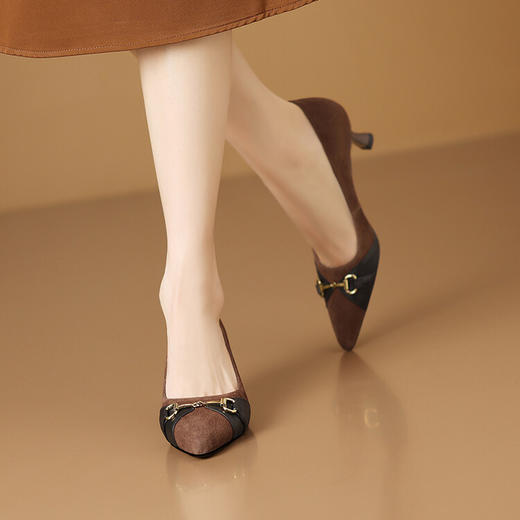 【预售5天】新款时装单鞋，女尖头浅口显瘦低跟真皮休闲单鞋工作鞋HY&H3335 商品图1