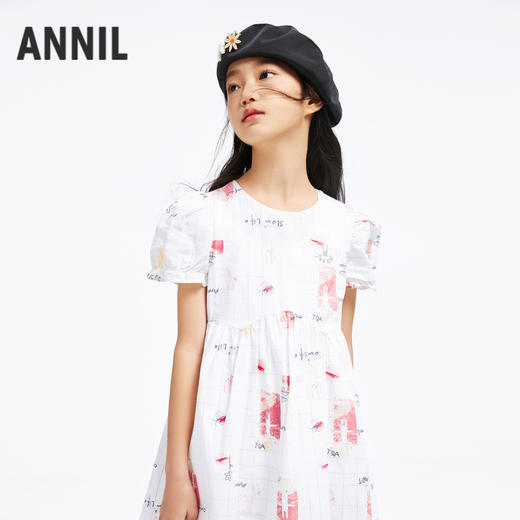 女童纯棉A字公主裙短袖连衣裙夏新款安奈儿童装EG423108 商品图2